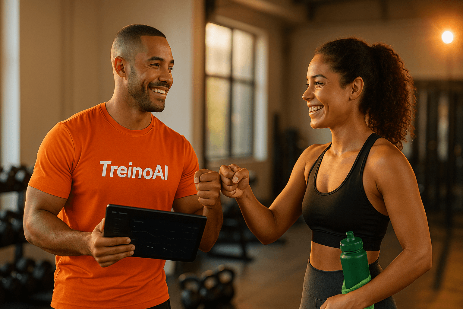 Personal trainer com cliente