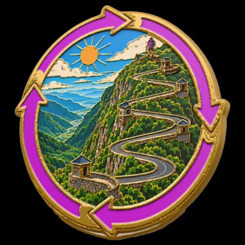 Medalha Mesociclos concluídos em ouro, com esmalte magenta