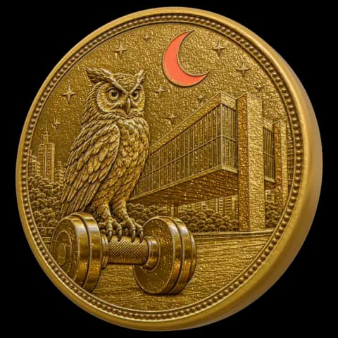 Medalha Coruja Noturna em ouro, no estilo Moeda