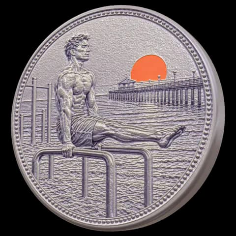 Medalha Peso do corpo em platina, no estilo Moeda