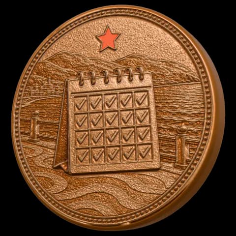 Medalha Semanas perfeitas em bronze, no estilo Moeda