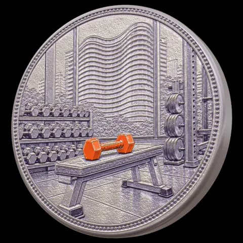 Medalha Treinos em platina, no estilo Moeda