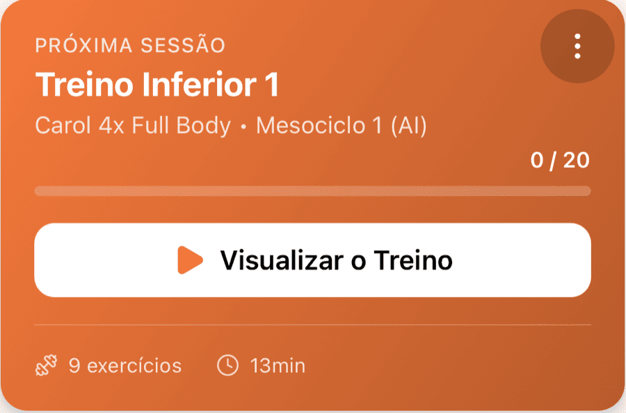 O mesmo card de próxima sessão do app, na cor laranja de outra consultoria